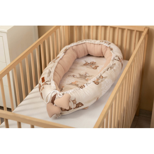 Hniezdočko, kokon pre bábätko mušelín, Zábava v lese, béžové