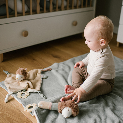 Plyšová hračka/prítulníček LAMA LUNA držiakom na cumlík, béžová