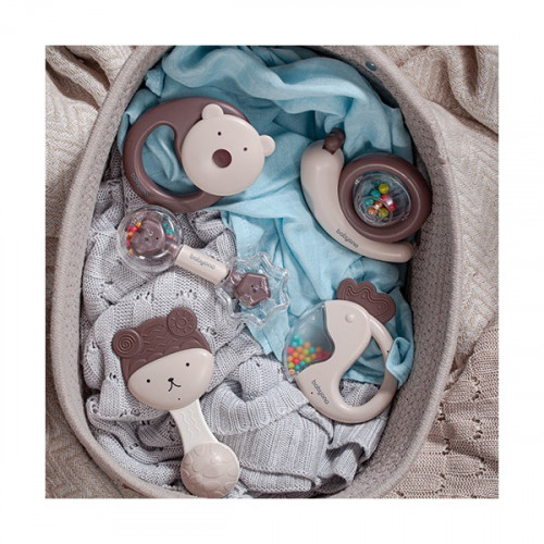 Hrkálka, hryzátko pre bábätko Papagáj, hnedý, béžový