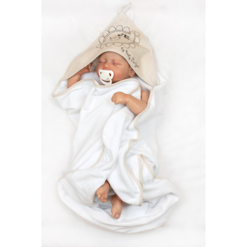 Detská termoosuška s kapucňou Made with Love 80 x 80 cm - bílá/cappucino