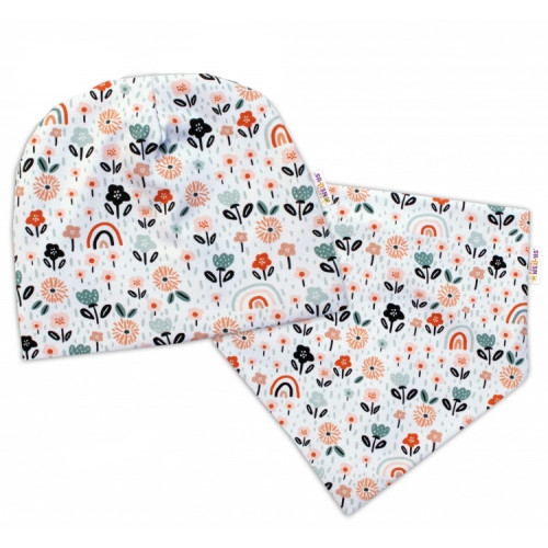 Baby Nellys Dvojvrstvová čiapka + šatka Palouček, smatanová, veľ. 92/98