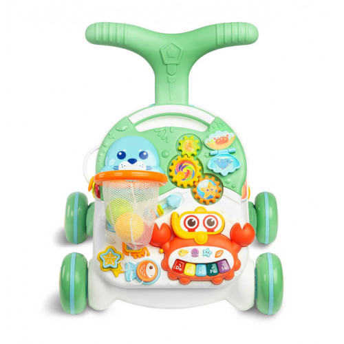 Detské interaktívne chodítko, stolček s príslušenstvom 2v1, TOYZ, zelené
