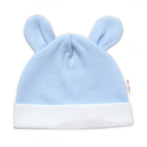 Bavlnená súprava Gentleman 3D, body, polodupačky s lacnom + čiapočka, modrá/biela