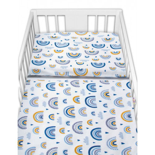 Baby Nellys 3-dielna sada Mantinel s obliečkami -Dúha, modrá