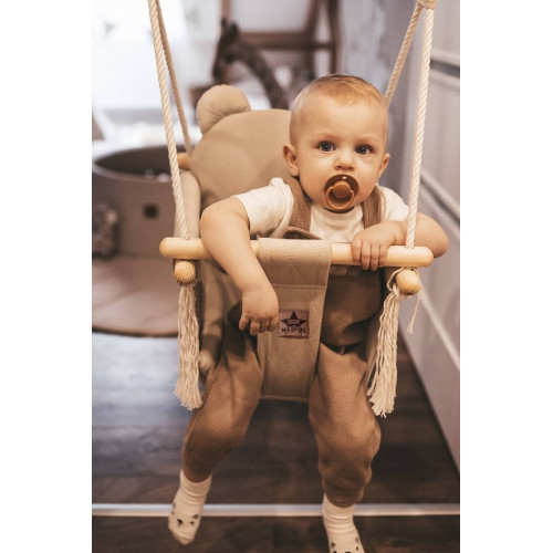 Štýlová hojdačka prešívaný Velvet, béžová