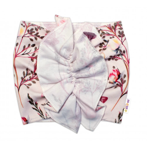 BABY NELLYS Detská čelenka Turban Motýliky, ružová, veľ. 12-24 m