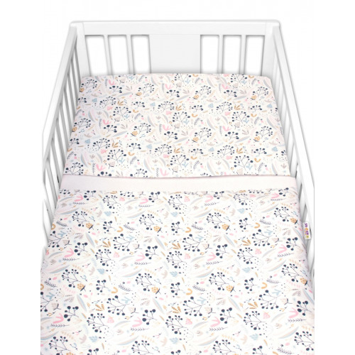3-dielna sada - mantinel s obliečkami Jarabina - biela, 120x90 cm
