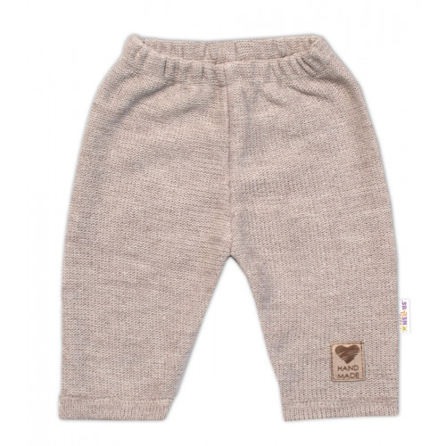 Pletené nohavice Hand Made Girl, Baby Nellys, béžové, veľ. 62