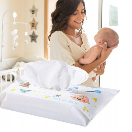 Puzdro/obal na vlhčené obrúsky, It´s a boy - biela