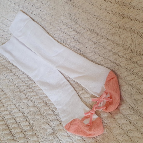 Z&Z Dojčenské pančuchy s mašličkou - ružová/biela