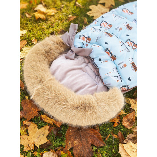 Baby Nellys Detský fusak maxi PREMIUM Stroje, modrý - 110 x 50 cm