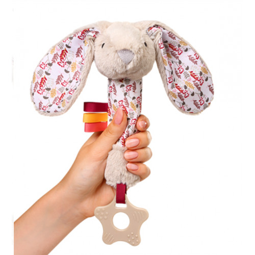 Plyšová hračka s pískatkom a hryzátkom RABBIT MILLY BabyOno, krémový