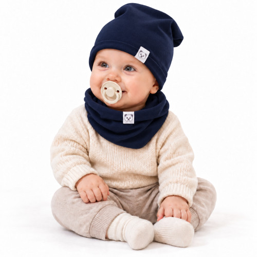 Čiapka s nákrčníkom bavlna, Little Bear, Baby Nellys, granátová, veľ. 98/134