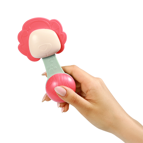 Hrkálka, hryzátko pre bábätko s guličkami, Levíček - pastel