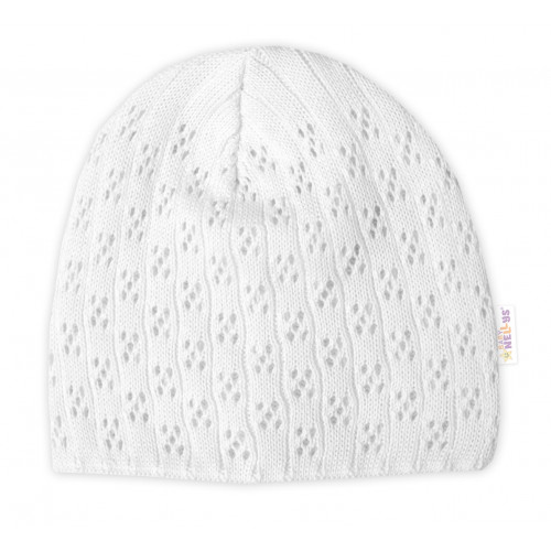 Dvojvrstvová ažúrková čiapka, bavlna, Baby Nellys - biela
