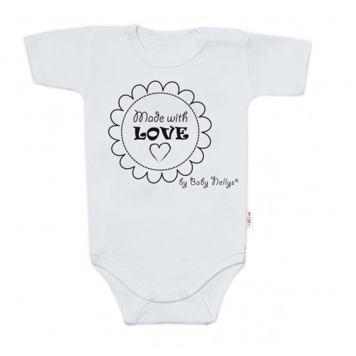 Body krátky rukáv Baby Nellys, Made with love, sivé, veľ. 80