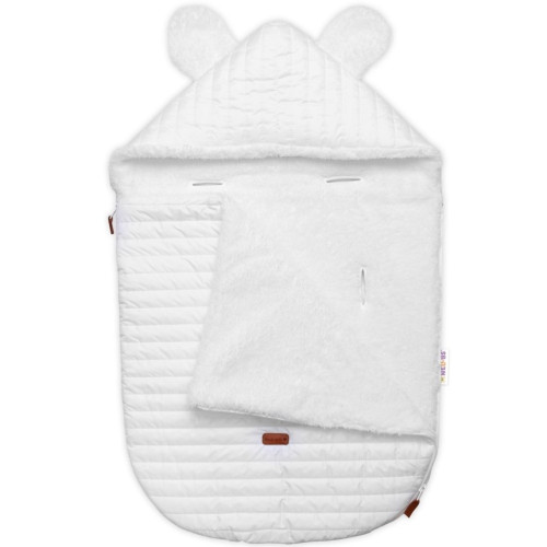 Prešívaný fusák 2v1 s kapucňou a luna podšívkou Made with Love, biely