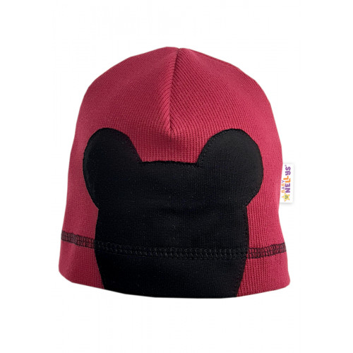 Baby Nellys Jarná čiapka Mouse, vínová, veľ. 4/6 rokov