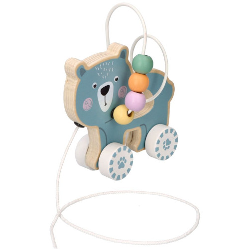 Edukačná drevená hračka ťahacia s labyrintom - Medvedík, Adam Toys