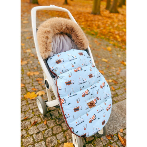 Baby Nellys Detský fusak maxi PREMIUM Stroje, modrý - 110 x 50 cm