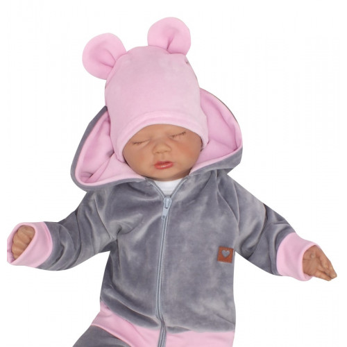 Z&Z Velúrová, semišková čiapočka s uškami Teddy, sv. ruzova