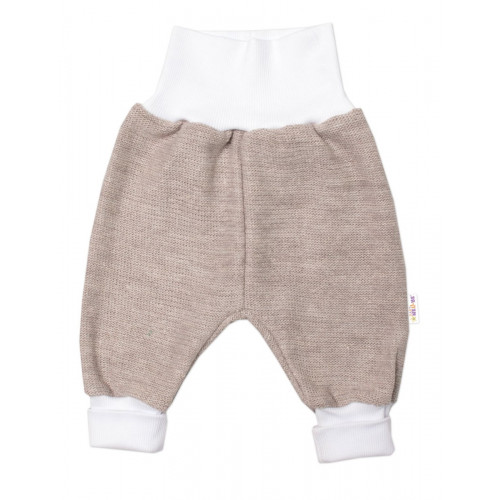 3-dielna súprava Hand made, pletený kabátik, kalhoty a topánočky, béžová