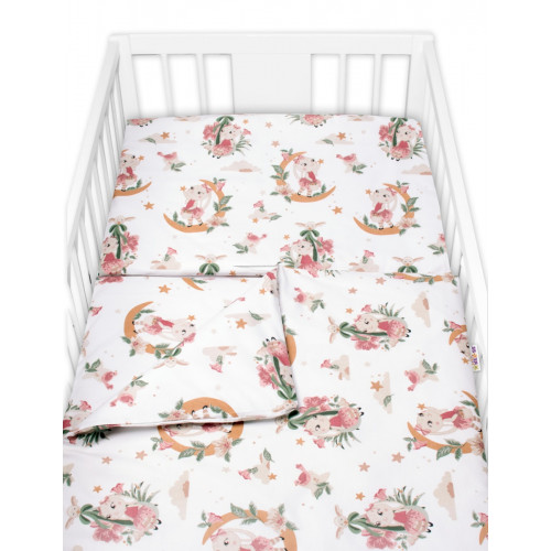 3-dielna sada Mantinel s obliečkami, Bunny Star, biela s potlačou, 120x90 cm