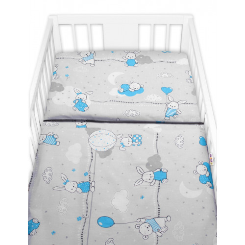 Mantinel s obliečkami Premium, Baby Nellys, 3D sada, Good night Animals, sivé BOY, 135x100