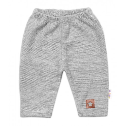 Pletené nohavice Hand Made Boy, Baby Nellys, sivé, veľ. 74