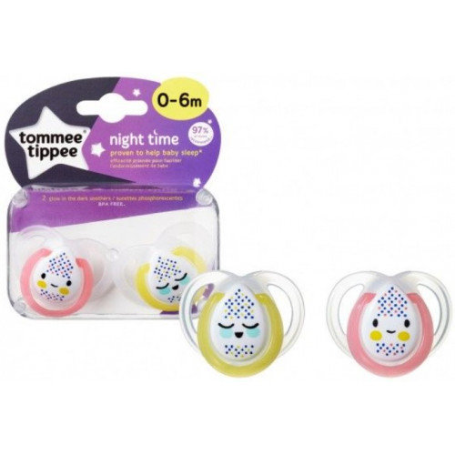 Tommee Tippee Cumlík Night Time, 0-6 m - ružová/žltá