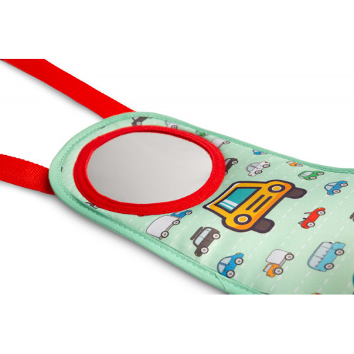 Závesná edukačná hračka s volantom - zelená, oranžová