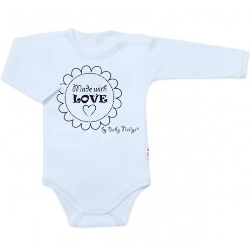 Body dlhý rukáv Baby Nellys, Made with love, svetlo modré, veľ. 80