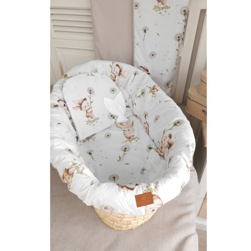 3D sada do koša, kočíka - bavlna, Kocúrik a púpava - biela, béžová