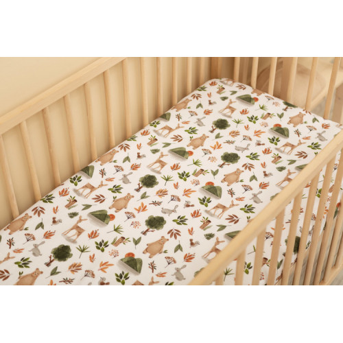 Bavlnená prestieradlo do postieľky 120x60cm - Lesná príroda