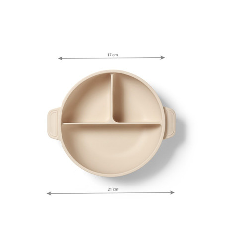 Silikónová miska s prísavkou a viečkom - modrý