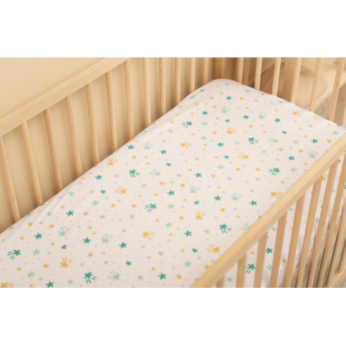 Bavlnená prestieradlo do postieľky 120x60cm - Veselé hviezdičky
