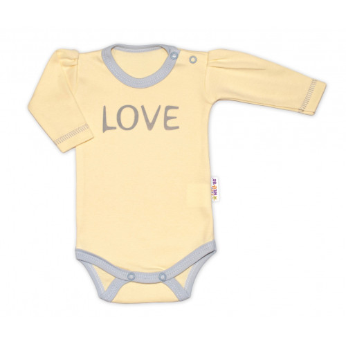 Baby Nellys Body dlhý rukáv Love - žltý, veľ. 56
