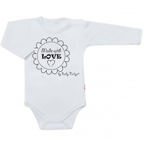 Body dlhý rukáv Baby Nellys, Made with love, sivé, veľ. 62