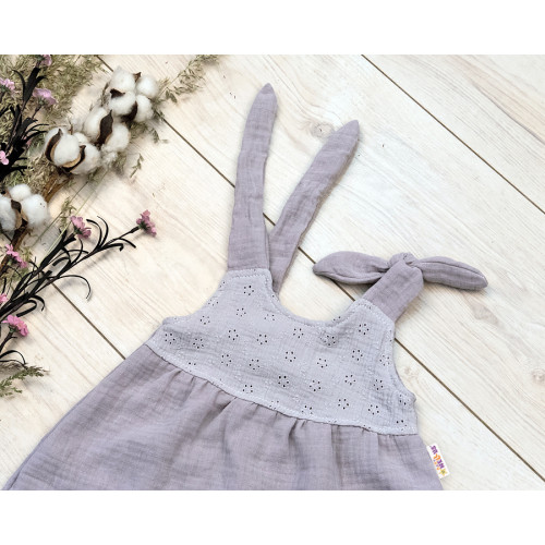 Baby Nellys Letné ľahučké mušelínové šaty Summer - šedé , veľ. 92/98