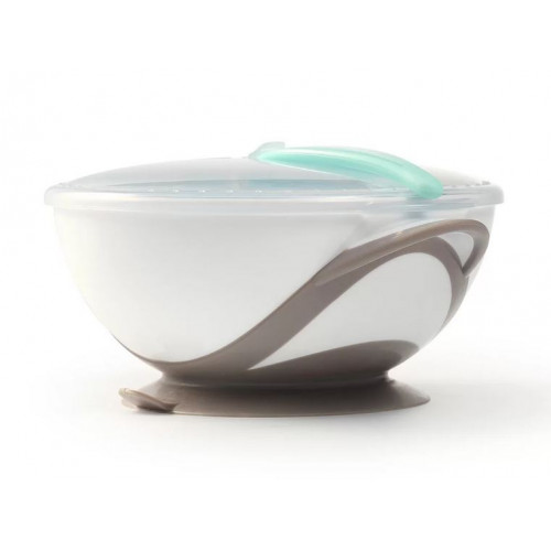 BabyOno Uzatvárateľná miska s prísavkou a lyžičkou - matová, sivá