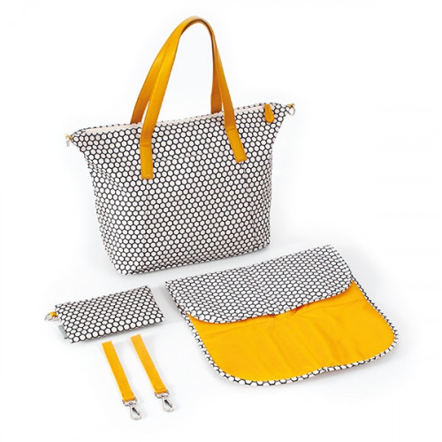 Prebaľovacia taška ku kočíku - béž/tyrkys/ornament