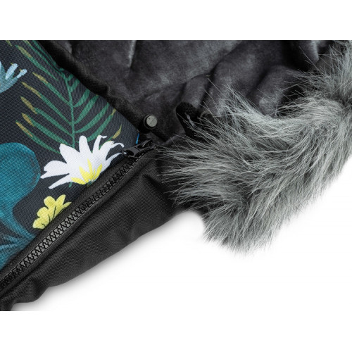 Prešívaný fusák s kožušinou SENSILLO OLAF - čierny s kvety