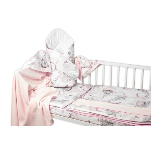 6-dielna výhod. sada s darčekom pre bábätko Baby Nellys, 135x100 Slon a dúha, ružová/biela