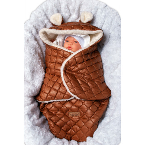 Z&Z Oteplený prešívaný fusák s kapucňou do autosedačky - hnedý