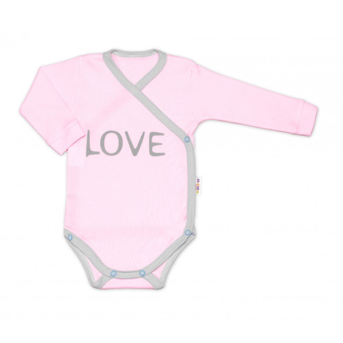 Baby Nellys Body dlhý rukáv Love - zapínanie bokom, ružové, veľ. 62
