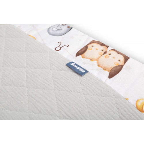 Mantinel do postieľky, mušelín, bavlna - Hviezdne zvieratká, šedá, biela