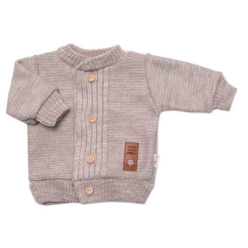 5-dielna pletená sada Baby Nellys - Boy, body, nohavice, sveter, čiapočka, motýlik - béžov