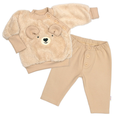 Rastúci chlupáčková mikina a nohavice Macko, 2D béžová