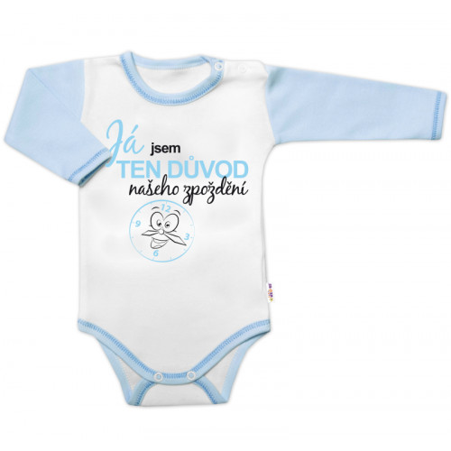 Body kr.rukáv s vtip. textom Baby Nellys,Já jsem TEN DŮVOD našeho zpoždění,veľ. 80, chalan