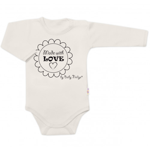 Body dlhý rukáv Baby Nellys, Made with love, bezova, veľ. 74